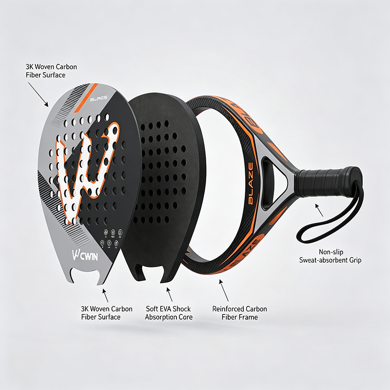 CWIN BLAZE Padel Racket 3K Wov - Badminton Racket Carbon 评论和价格